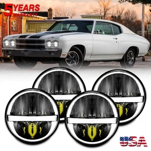 4PCS 5.75'' Round LED Headlights H4 Hi-Lo DRL Lamps For Chevy Chevelle 1964-1970 - Bild 1 von 14