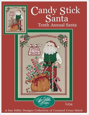 Candy Stick Santa Counted Cross Stitch Pattern by Sue Hillis L234 - Image 1 of 2