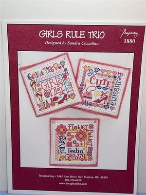 IMAGINATING Counted Cross Stitch Leaflet - GIRLS RULE TRIO #1880 - Image 1 of 2