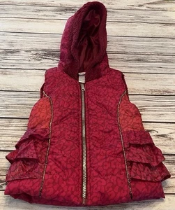 Pink Puffer Ski Vest Jacket Sz 4 Sleeveless Gold Trim Accents EUC Little Lass - Picture 1 of 16
