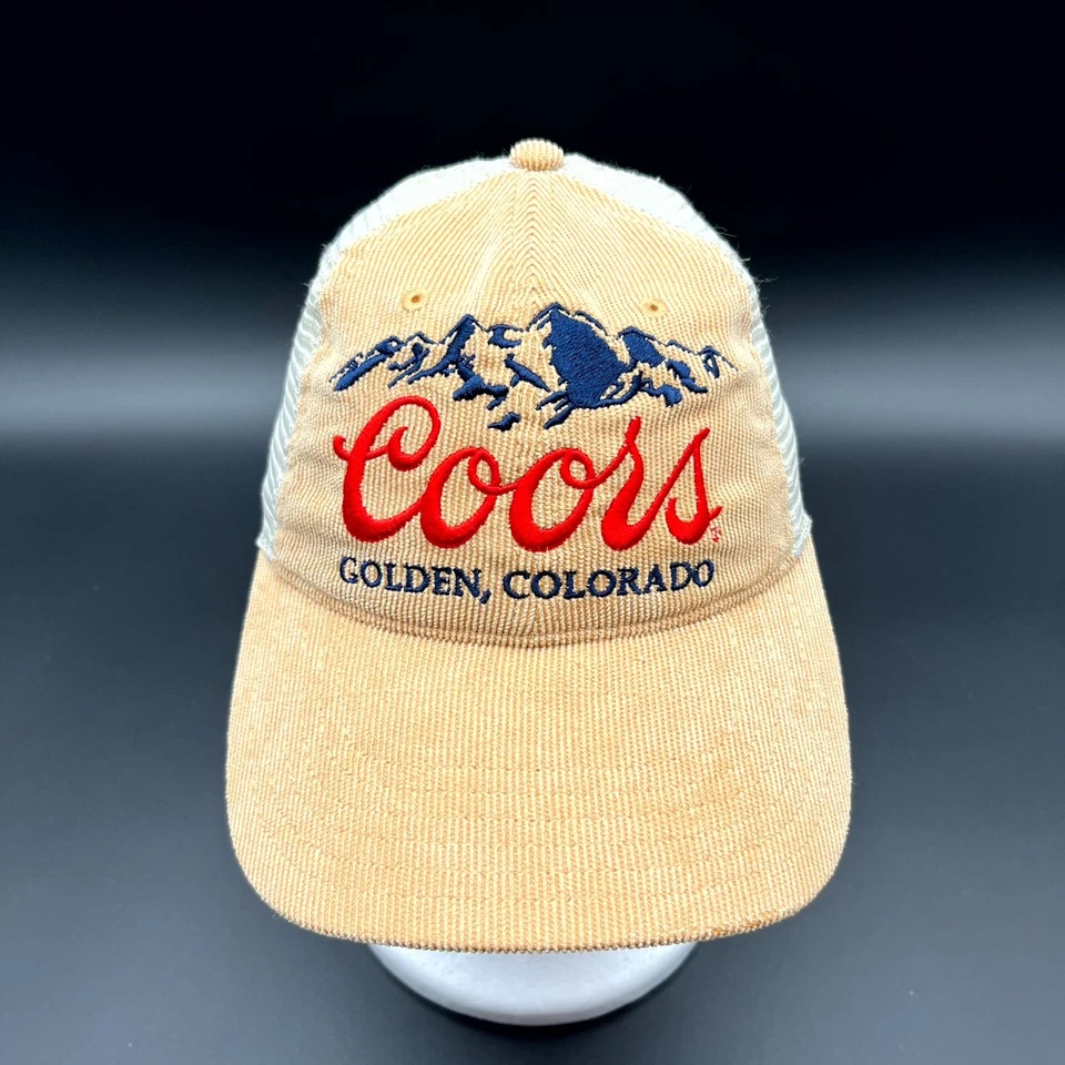 Gorra Coors Golden Colorado Miller Lite para hombre beige pana camionero malla trasera Foto 1 de 4