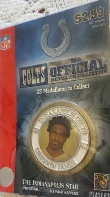 2005 Indianapolis Colts Edgerrin Джеймс Официальный Медальон Коллекция Монета HOF - Изображение 1 из 2