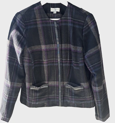 Chaqueta de manga larga Studio Works de mezcla de lana forrada a cuadros para mujer talla 8 Foto 1 de 4