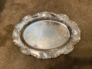 Towle 17” Old Master Oval Platter Silverplate Silver Plate Embossed 4071 Vintage - Picture 1 of 13