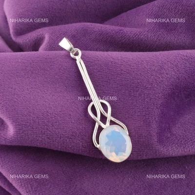 Ovale Color Latte Opale Gemma 925 Argento Sterling Boho Grazie Giving Giorno - Immagine 1 di 4