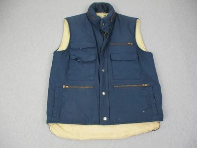 Vintage Sears Fieldmaster Vest Mens Tall Medium Blue Outdoor Hunting Puffer 80s - Image 1 of 4
