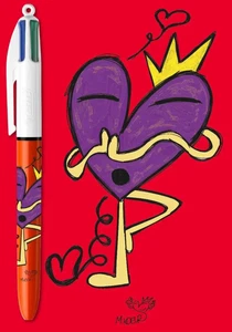 BIC STYLO 4 COULEURS COLLECTOR - EDITION STREET ART M. KOEUR - COEUR VIOLET - Bild 1 von 1