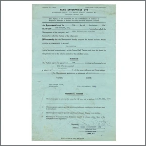 Beatles 64 Brian Epstein Signed NEMS Cavern Club Rustiks Contract Bob Wooler UK - Picture 1 of 3