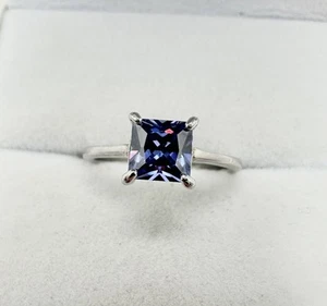 Anello di Fidanzamento Tanzanite TG 7 Creato in Laboratorio Argento 925 1,25 Ct Firmato Testato Leggi - Foto 1 di 16