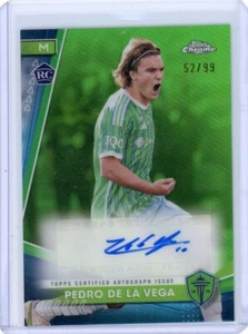 2024 Topps Chrome MLS Pedro De La Vega Green Rookie RC Auto /99 Seattle Sounders - Picture 1 of 2