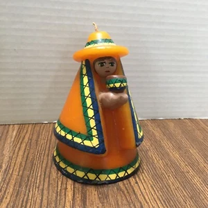 Vtg Mexican Candle Woman Figurine Holding Pot Decor Handcrafted Unlit 6" Tall - Picture 1 of 8
