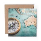 1 x Blank Greeting Card Vintage Australia Map Compass Travel #24322