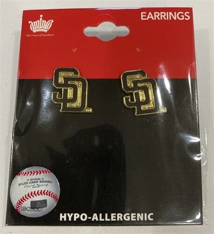 San Diego Padres Baseball Team Logo MLB Gold Charm Post Stud Earrings Set Cover