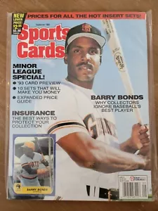 SPORTS CARDS MAGAZINE SEPTEMBER 1993 BARRY BONDS COVER 1968 TOPPS CHIPPER JONES - Picture 1 of 4