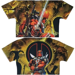 Marvel Comics DEADPOOL All Over Print AOP Retro 90s Era Adult T-Shirt Size Large - Picture 1 of 9