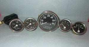 Willys MB Jeep Ford GPW CJ - Speedometer+ Temp+Oil+Fuel+ Amp Gauges - Black Fac - Picture 1 of 2