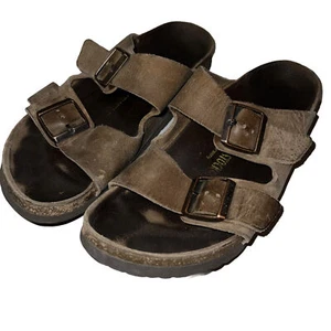 Sandalias suaves de gamuza Birkenstock Arizona 41 hombres 8 mujeres 10 cuero marrón - Imagen 1 de 6