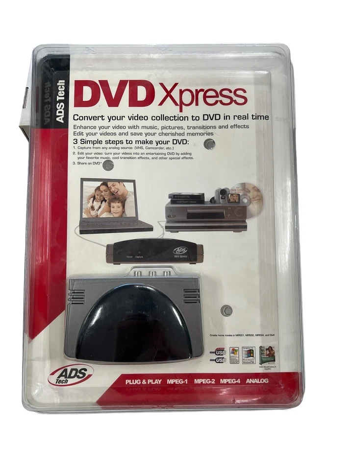 ADS Tech DVD Xpress Transfer Videotapes to CD / DVD USBAV-701-SK-E Save Memories - Image 1 of 3