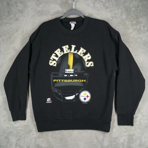 Vintage Pittsburgh Steelers Sweatshirt Mens Large Riddell Helmet NFL Football Cover