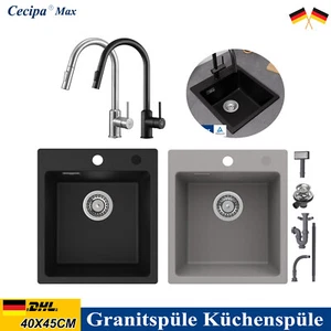 Granitspüle Küchenspüle 40*45CM Einbau Spülbecken Granit  küchenspüle mit siphon - Bild 1 von 81