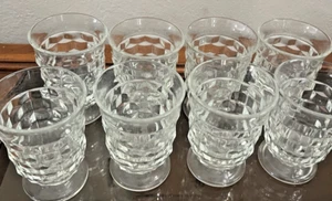 8 vasos de jugo/parfait con patas transparentes cubistas Whitehall Glass Colony de colección Indiana - Imagen 1 de 4