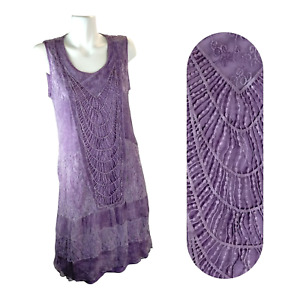Robe femme The Pyramid Collection S violet dentelle florale 100 % soie flapper années 30