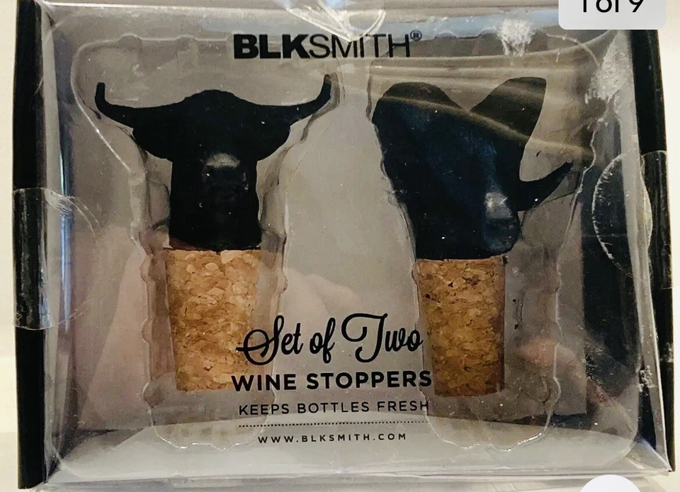 BLKSMITH Bull and Ram Wine Stoppers - Set of 2 - NEW in box - Image 1 of 4