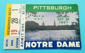 Pitt Pittsburgh en Notre Dame - Boleto de fútbol americano universitario - 1957 - Imagen 1 de 2