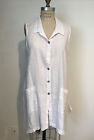 NWT Match Point White 100% Linen Long Sleeveless Tunic Asymmetrical Hem Size L