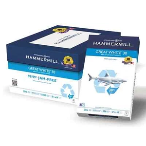 Hammermill Great White Recycled Copy Paper 92 Brightness 20lb 8-1/2 x 14 5 Reams - Picture 1 of 3