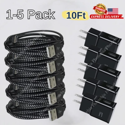 USB A Adapter Fast Charger Plug Type C Cord 10FT For Samsung iPhone 15 16 17 LOT - Image 1 of 4