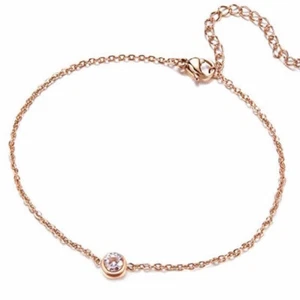 CATENA PIEDI ORO ROSA DONNA PIEDI ZIRCONI CIONDOLO PIEDE GIOIELLI CATENA REGALO - Foto 1 di 5