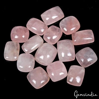 Lote de 16 piezas de piedras preciosas sueltas de cabina cojín de cuarzo rosa rosa natural sin tratar de 500 quilates Foto 1 de 4