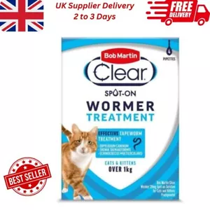 Bob Martin Clear Cat Wormer Spot on for Cat & Kitten over 1kg Worming Treatment - Picture 1 of 7