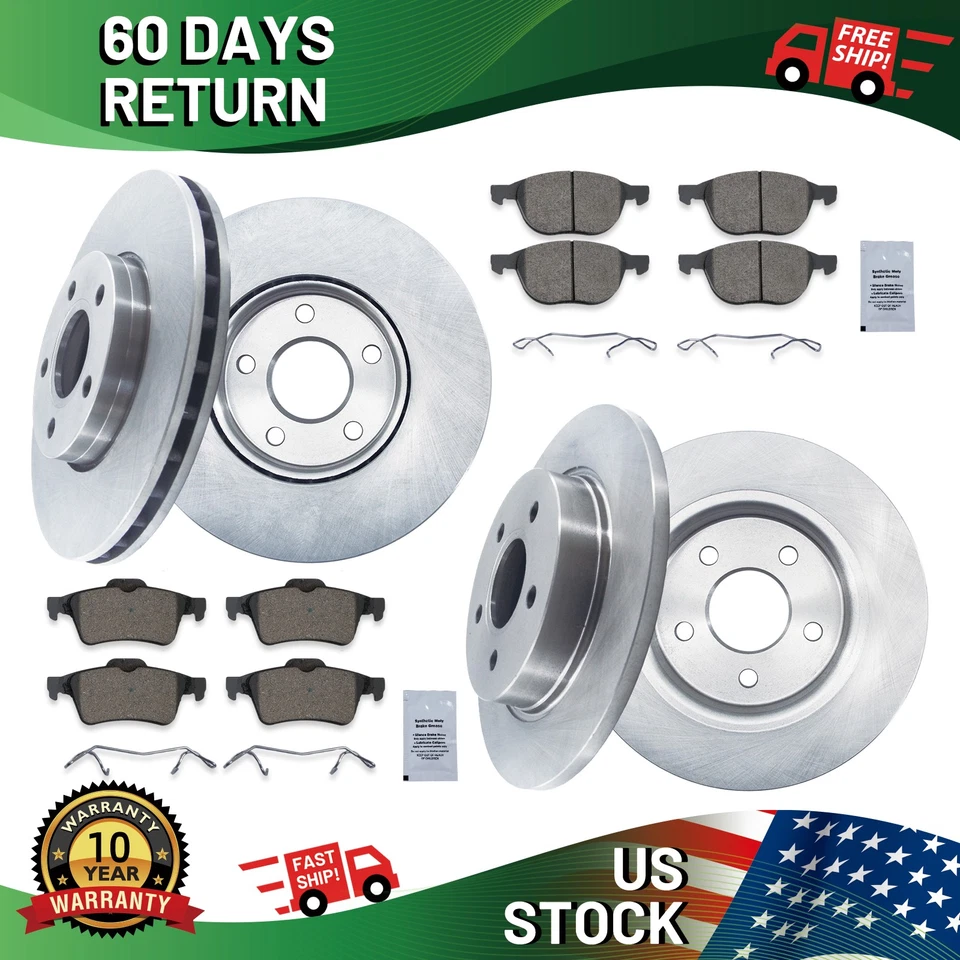 FRONT REAR Brake Disc Rotors and Ceramic Pads Kit for 2012 - 2018 Ford Focus Foto 1 de 4