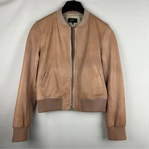 June Peach hellbraune Leder Bomberjacke durchgehender Reißverschluss Gr. XS lesen - Bild 1 von 11