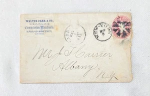 US Adv Cover 1880's Walter Carr Produce, Cork Wedge Circle Cancel - Picture 1 of 2