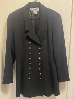 Blazer Carlisle Vintage Doble Pecho Negro Botones Dorados Talla 10 Foto 1 de 4