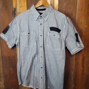 Harley-Davidson Pinstripe Mechanic Shirt S/S Gray Dark Kustom Skull Size XL - Picture 1 of 22