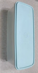 VTG Clear Tupperware Celery Veggie Bread Keeper Canister Box Jade Mint Green Lid - Picture 1 of 5