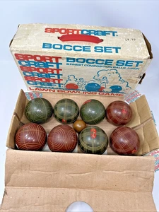 Vintage frühes Sportcraft Boccia Set Italien mit Originalkarton Modell 01075 - Bild 1 von 5