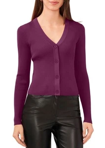 NWT Halogen Rib Cardigan Magenta Purple XS MSRP $89 Nordstrom - Picture 1 of 6