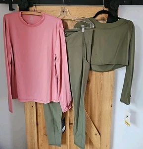 BloqUV Damen UPF 50+ Kompressionsleggings neu ohne Etikett - 2 Tops neu mit Etikett gemischtes Set Large XL - Bild 1 von 20