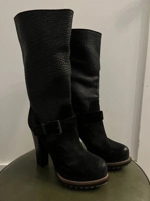 Belstaff Mujer Cuero Guijarro Gamuza Negro Botas Talla 36 1/2 / EE. UU. 6.5 Usadas Foto 1 de 3