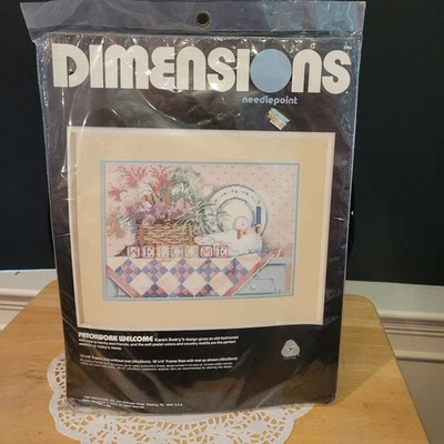 New Old Stock Dimensions Needlepoint  "Patchwork Welcome" - Image 1 of 4