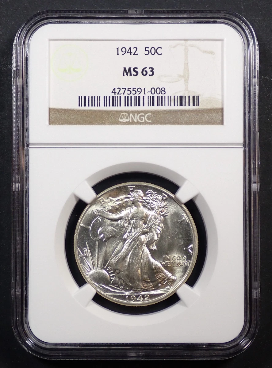 アメリカ ウォーキングリバティー銀貨1942 PCGS MS63 MS 63 Graded