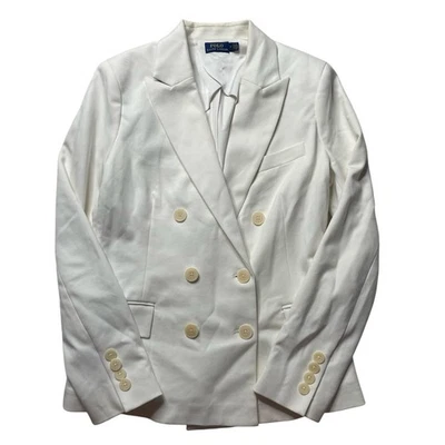 Polo Ralph Lauren White Double Breasted Blazer Sz 8 Women's Office Professional - Image 1 of 4