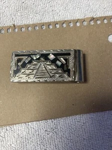 Vintage Alpaca Mexico Money Clip Tribal Pyramid - Picture 1 of 4