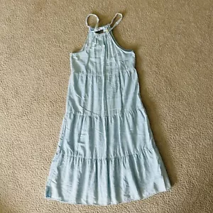 Cloth and Stone blaues Chambray Neckholder Midikleid zum Binden Damen M Baumwolle Leinenmischung - Bild 1 von 6