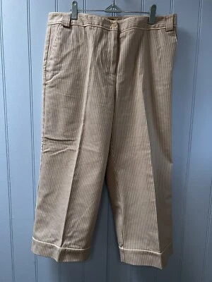 Pantalones capri Peck & Peck fin de semana marrón a rayas talla 16 Foto 1 de 4